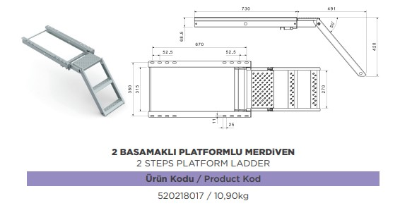 MERDIVEN 2 BASAMAKLI PLATFORMLU ALMANYA